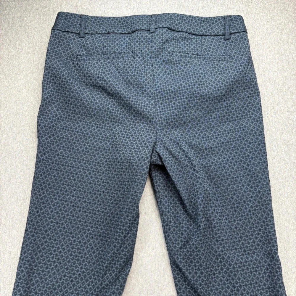 Roz & Ali Pant Womens 10 Blue Black‎ Geometric Print Straight Leg Casual Career - Picture 5 of 12